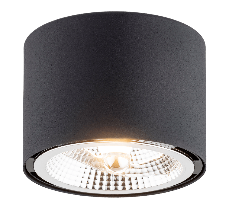 Czarna sufitowa tuba halogenowa Clevland na żarówkę GU10 LED AR111
