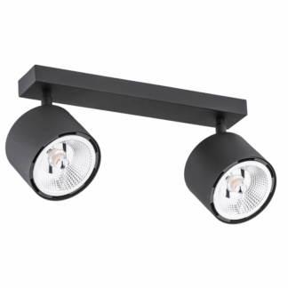 Czarna regulowana lampa sufitowa Clevland z dwoma punktami świetlnymi