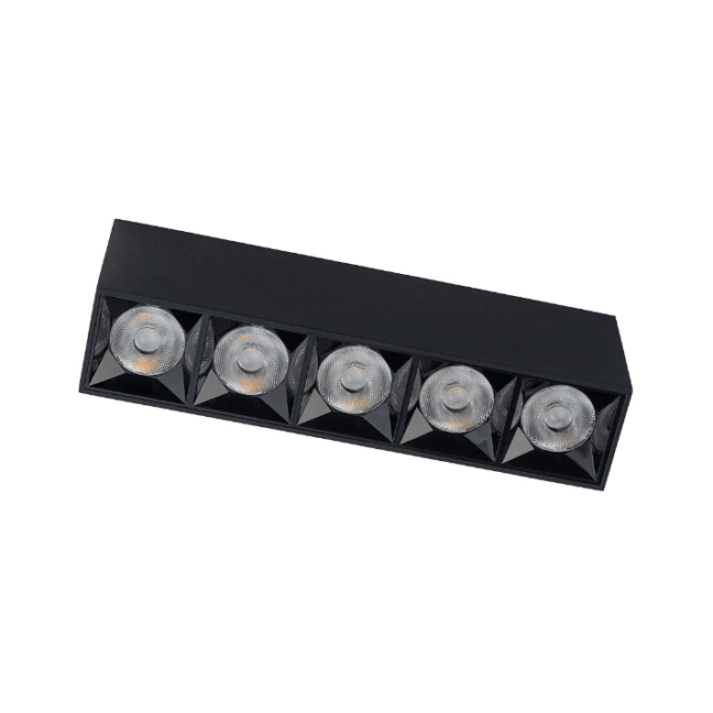 Czarna liniowa lampa sufitowa LED Midi o mocy 20W i barwie światła 3000K