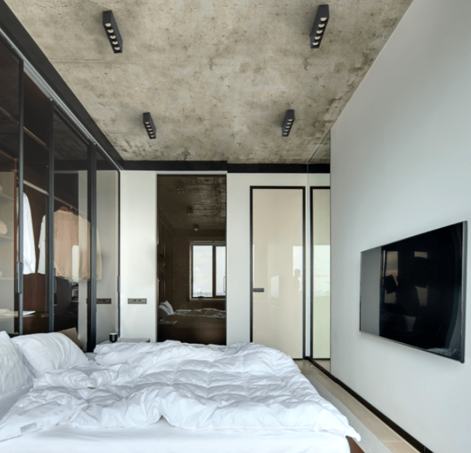 Czarna liniowa lampa sufitowa LED Midi o mocy 20W i barwie światła 3000K