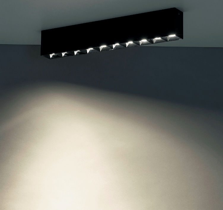 Czarna sufitowa oprawa Midi LED o mocy 40W i barwie światła 3000K