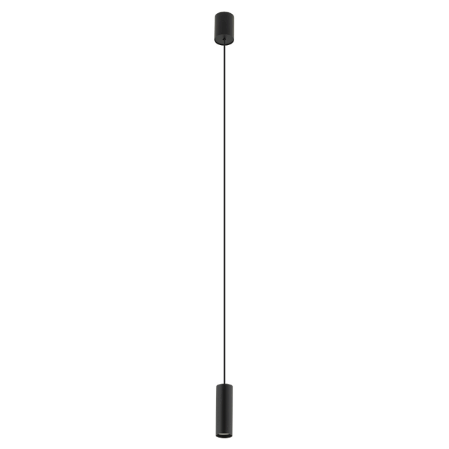 Czarna wisząca lampa tuba Fourty S o wysokości 12 cm