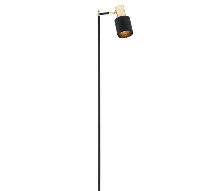 Stylowa lampa stojąca Doria w czarno-złotym wykończeniu z możliwością regulacji