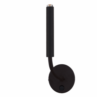 Czarny kinkiet z smukłą, pionową tubą Stalactite