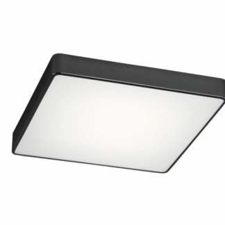 Czarny, płaski plafon Ontario o kwadratowym kształcie, wykonany z metalu, 35 cm