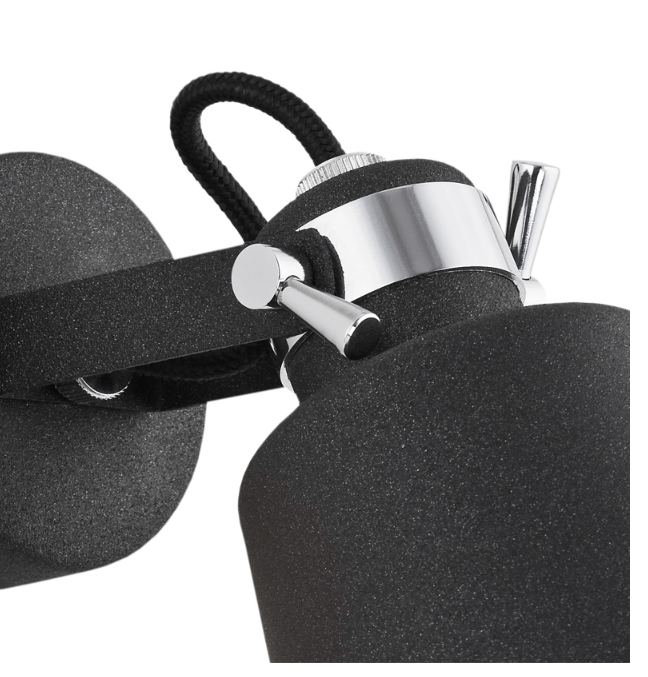 Czarny industrialny kinkiet Kongo z możliwością regulacji klosza