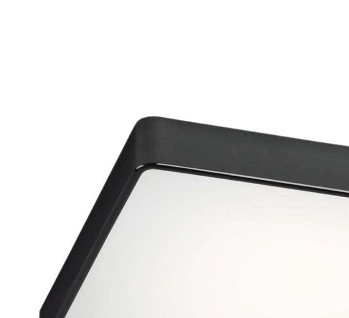 Czarny, płaski plafon Ontario o kwadratowym kształcie, wykonany z metalu, 35 cm