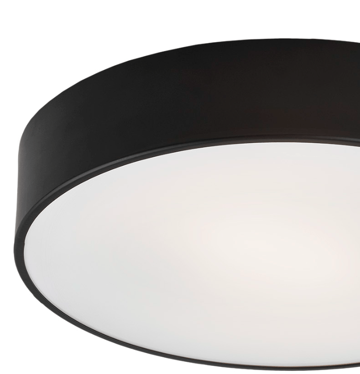 Nowoczesna lampa sufitowa Darling o średnicy 25 cm, wykonana z czarnego metalu i szkła