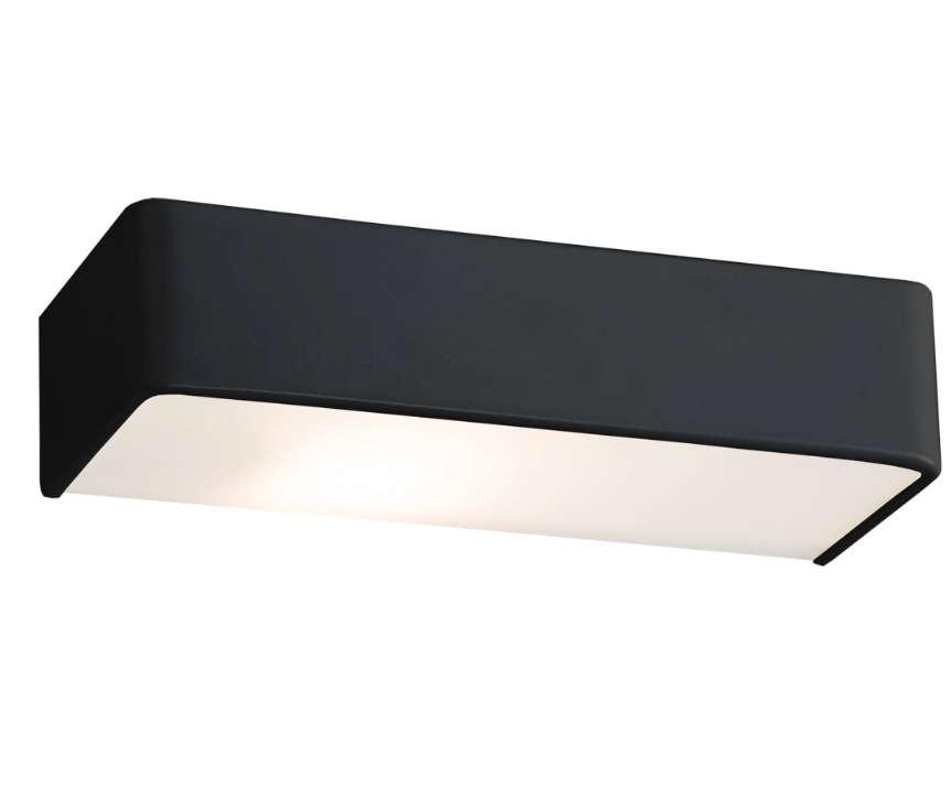 Czarny kinkiet Rodan o prostokątnym kształcie i długości 40 cm