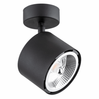 Czarny halogen Clevland z regulowaną tubą na żarówkę GU10 LED AR111