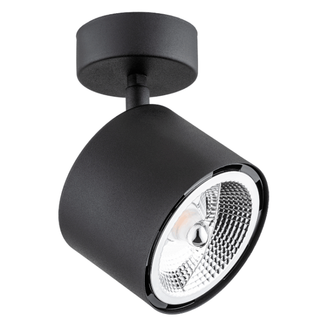 Czarny halogen Clevland z regulowaną tubą na żarówkę GU10 LED AR111