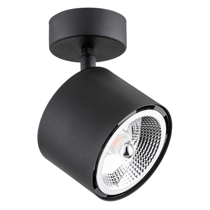 Czarny halogen Clevland z regulowaną tubą na żarówkę GU10 LED AR111