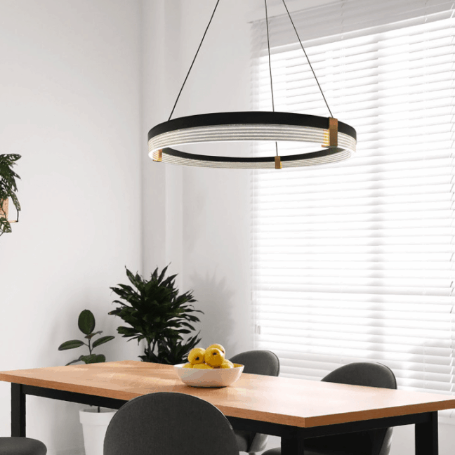 Czarny LED-owy żyrandol ring Plum o średnicy 80 cm, 40W, z jednym pierścieniem i regulacją barwy światła CCT