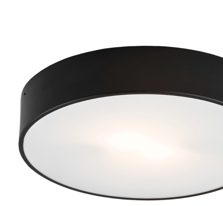 Duży czarny plafon sufitowy Darling o średnicy 45 cm, idealny do salonu