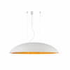 Stylowa lampa wisząca Canoe w biało-złotych barwach o długości 117 cm