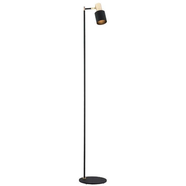 Stylowa lampa stojąca Doria w czarno-złotym wykończeniu z możliwością regulacji