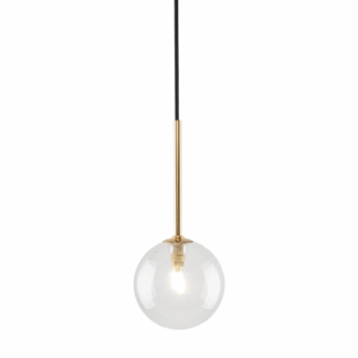 Stylowa lampa wisząca Nilos z przezroczystym kloszem i złotym akcentem