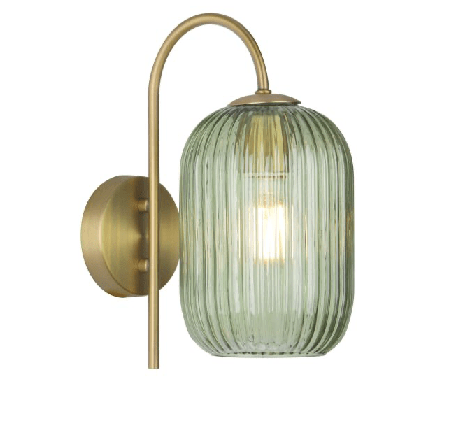 Szklany kinkiet Idra z zielonym kloszem