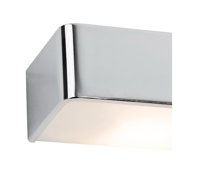 Chromowany kinkiet łazienkowy Rodan w srebrnym kolorze, długość 30 cm