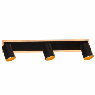 Czarna, podłużna lampa Parma 3 z trzema reflektorami i podświetleniem LED CCT