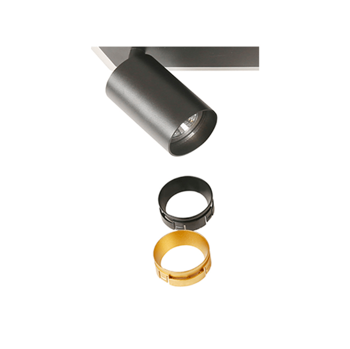 Nowoczesny plafon Parma w kształcie kwadratu z dwoma reflektorami i podświetleniem LED CCT