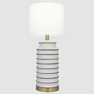 Ceramiczna lampa stołowa w stylu Hamptons Coastal z materiałowym abażurem
