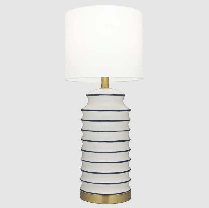 Ceramiczna lampa stołowa w stylu Hamptons Coastal z materiałowym abażurem