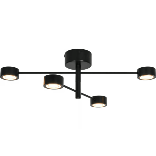 Czarna lampa sufitowa LED Clyde Flex 4-Rail z regulowanymi reflektorami
