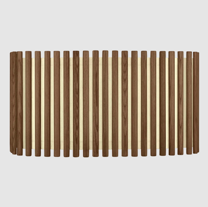 Wisząca lampa prostokątna Komorebi z drewnianych lameli w kolorze ciemnego dębu, 51 cm, UMAGE