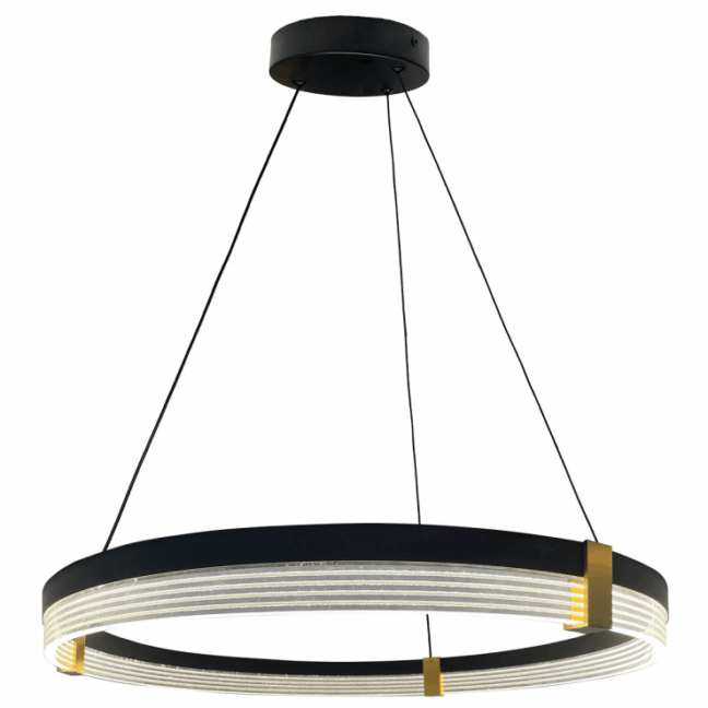 Wisząca lampa Plum 1 z czarną obręczą LED o średnicy 60 cm, moc 32W, CCT