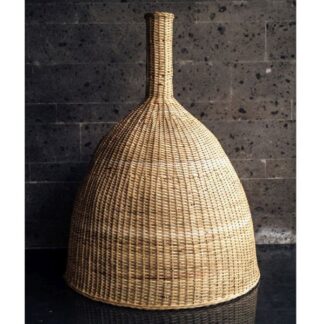 Wisząca lampa Julia z dużym kloszem z rattanu