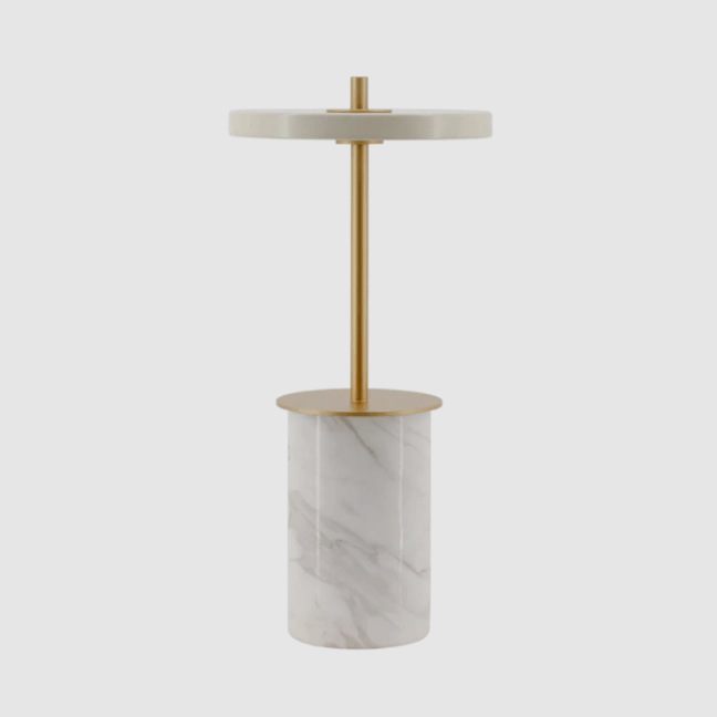 Bezprzewodowa lampka stołowa LED Asteria Move Mini z białego marmuru