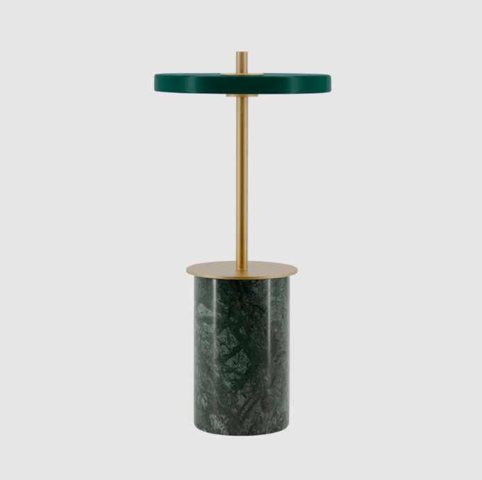 Przenośna zielona lampka stołowa LED Asteria Move Mini z funkcją ładowania i klasą szczelności IP44