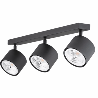 Nowoczesna lampa sufitowa Clevland z trzema czarnymi reflektorami