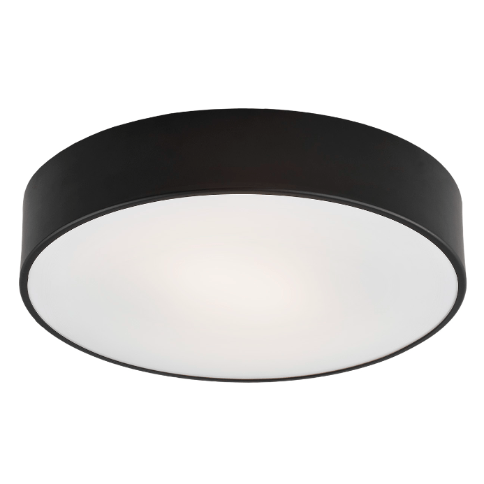 Nowoczesna lampa sufitowa Darling o średnicy 25 cm, wykonana z czarnego metalu i szkła