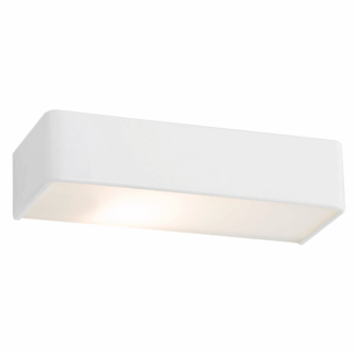 Nowoczesny biały kinkiet Rodan o prostokątnym kształcie i długości 30 cm