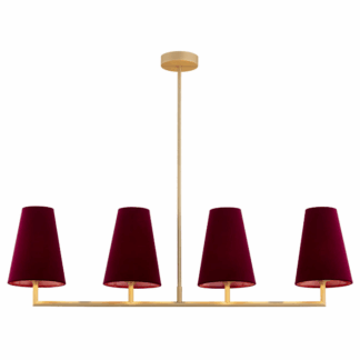 Nowoczesny żyrandol Safiano z bordowymi abażurami do salonu
