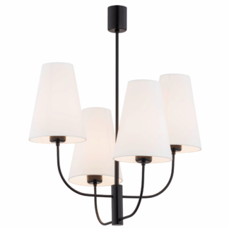 Czarny nowoczesny żyrandol Safiano z białymi abażurami