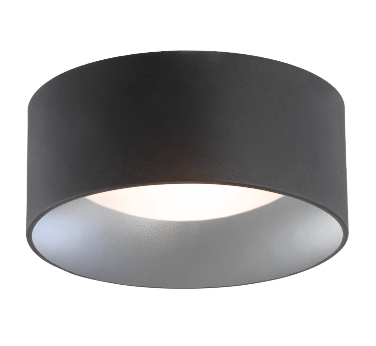 Nowoczesny, okrągły plafon Mohito w czarnym kolorze z metalu i szkła