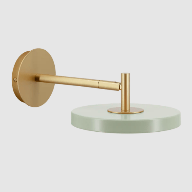 Oliwkowy kinkiet LED Asteria Wall z płaskim, ruchomym kloszem