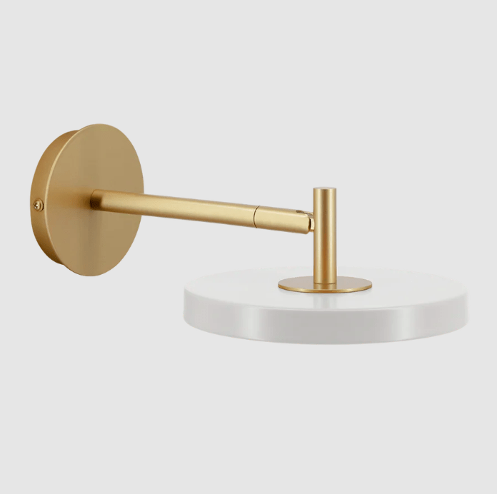 Jasnoszary, płaski kinkiet LED Asteria Wall – regulowany, z przewodem