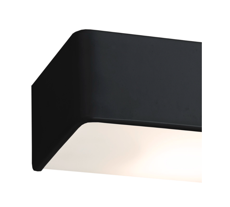 Nowoczesny, czarny kinkiet Rodan o podłużnym kształcie i długości 30 cm