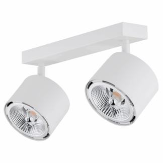 Regulowany sufitowy reflektor Clevland z podwójnym białym kloszem