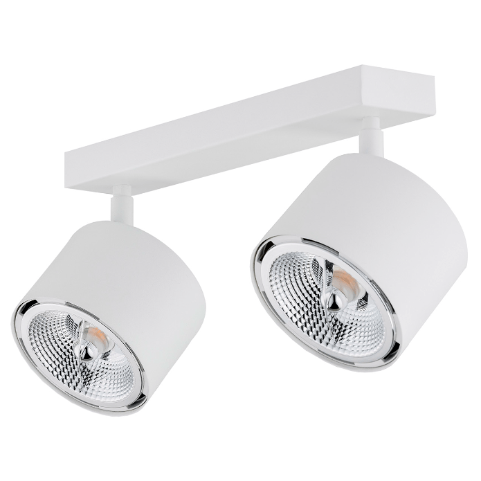 Regulowany sufitowy reflektor Clevland z podwójnym białym kloszem