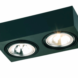 Podwójna czarna lampa sufitowa Rodos z regulowanym oświetleniem