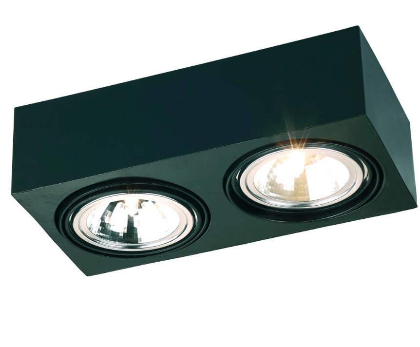 Podwójna czarna lampa sufitowa Rodos z regulowanym oświetleniem