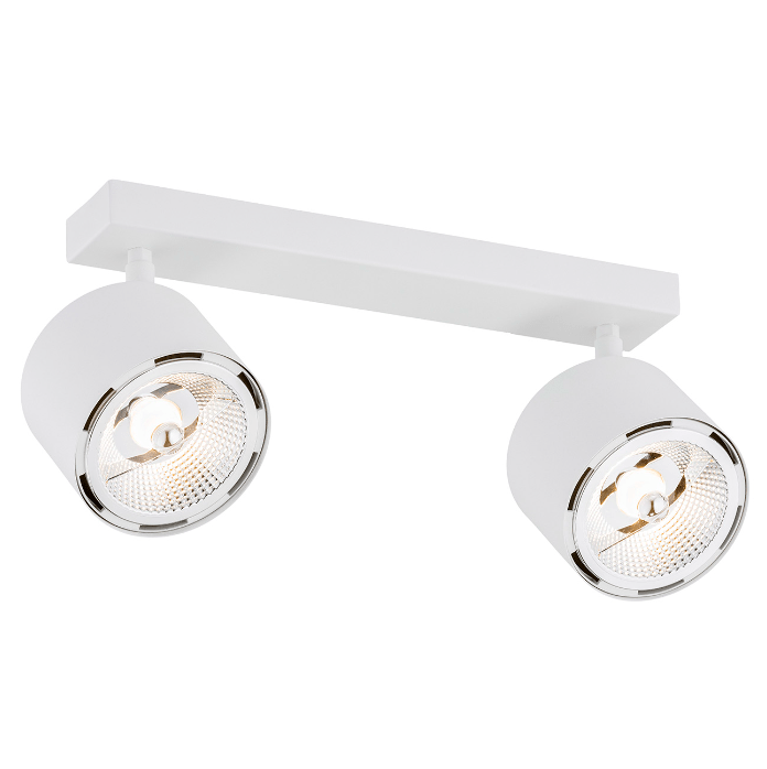 Regulowany sufitowy reflektor Clevland z podwójnym białym kloszem