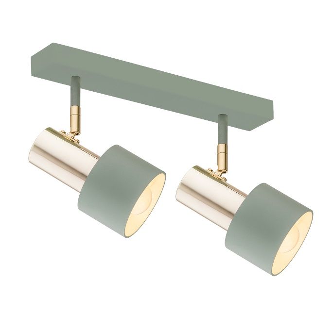 Regulowany podwójny reflektor z kloszami w odcieniach zieleni i złota marki Doria