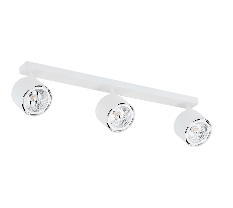 Potrójna lampa sufitowa Clevland w białym kolorze z regulowanymi reflektorami