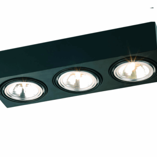 Czarna lampa sufitowa Rodos z trzema regulowanymi reflektorami